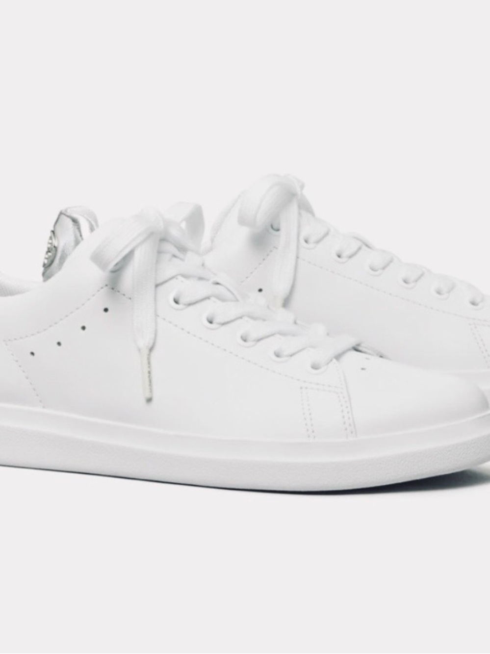 Tory Burch Howell Court Leather Tennis Shoe - Titanium White / Silver